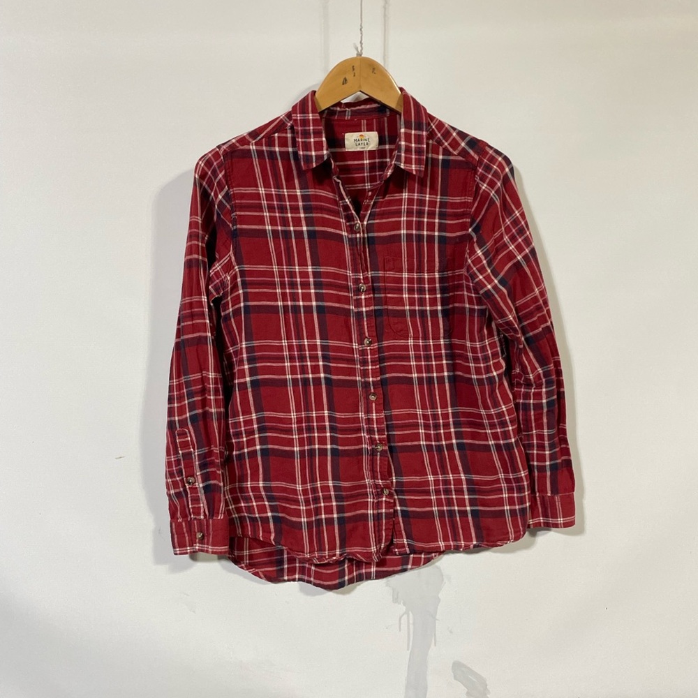 Marine layer plaid button down shirt
